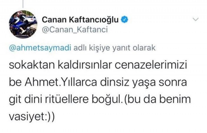 Canan Kaftancıoğlu'nun cenaze vasiyeti