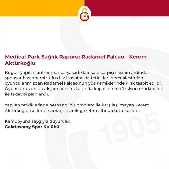 Kerem Aktürkoğlu ve Falcao hastaneye kaldırıldı