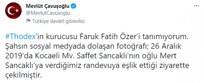 Mevlüt Çavuşoğlu: Thodex'in kurucusu Faruk Fatih Özer'i tanımıyorum