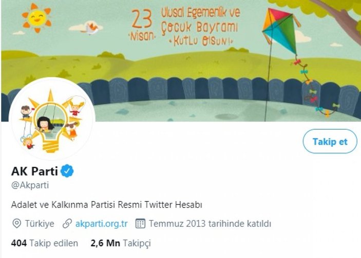 AK Parti’nin sosyal medya hesaplarında 23 Nisan logosu değişimi