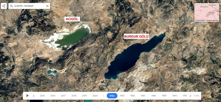 36 yıllık uydu fotoğraflarıyla gölleri vuran kuraklık belgelendi