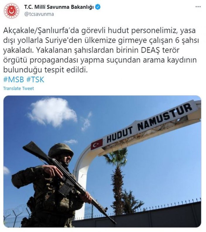 Suriye'den Türkiye'ye girmeye çalışan 6 şahıs yakalandı