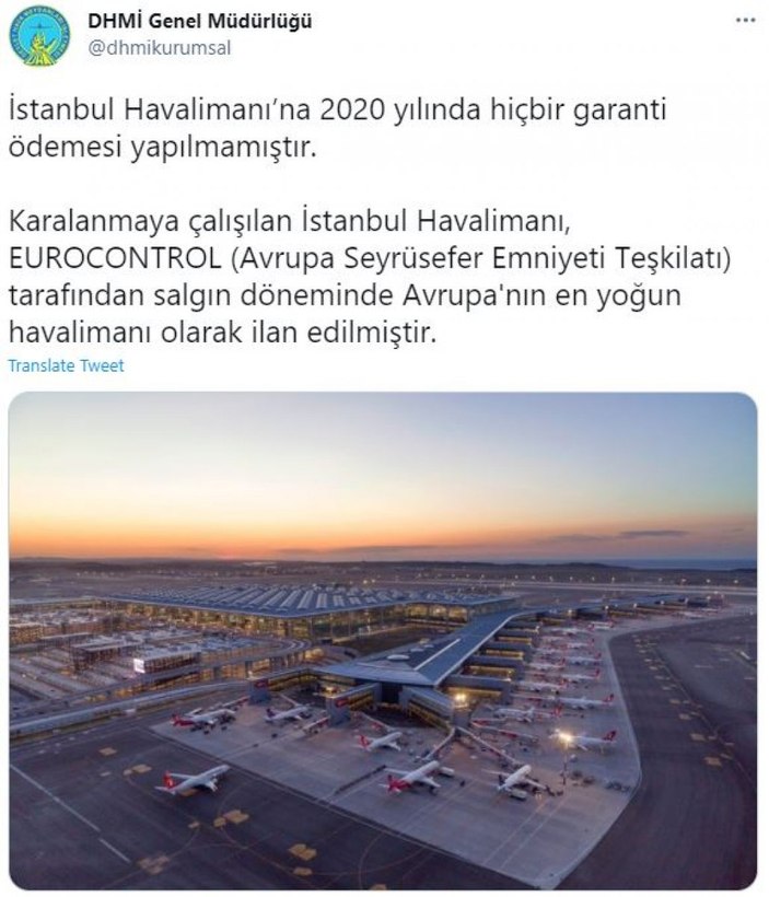 DHMİ: İstanbul Havalimanı'na 2020'de garanti ödeme yapılmadı