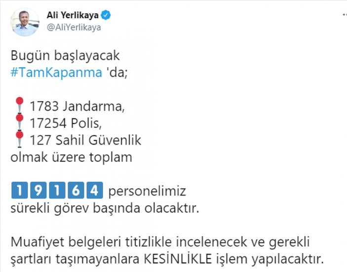 İstanbul Valisi Ali Yerlikaya’dan 'tam kapanma' açıklaması