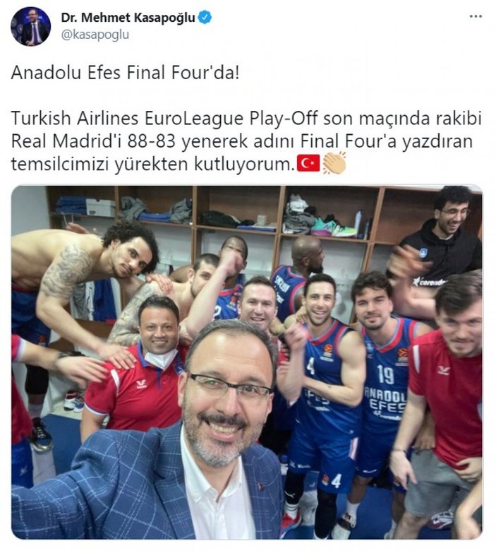 Mehmet Kasapoğlu: İnanıyorum ki 2'nci şampiyonluk Anadolu Efes ile gelecek