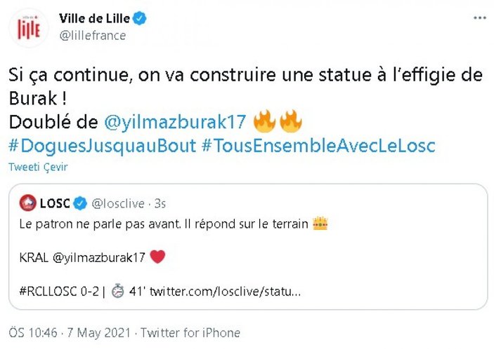 Lille Belediyesi: Böyle giderse Burak Yılmaz'ın heykelini yapacağız