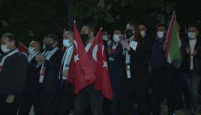 Ankara'daki İsrail Büyükelçiliği önünde Kudüs protestosu