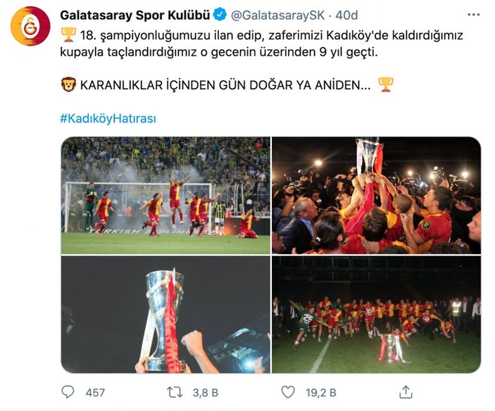 Galatasaray’dan 'Kadıköy Hatırası' paylaşımı