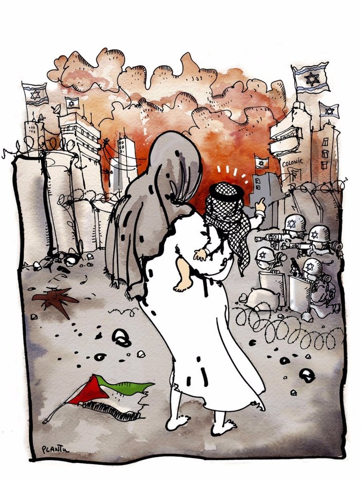 Fransız karikatürist, İsrail'in Filistin'i işgalini çizdi