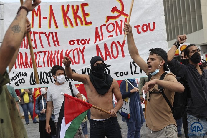 Yunanistan'da İsrail'i protesto eden göstericilere polis müdahalesi