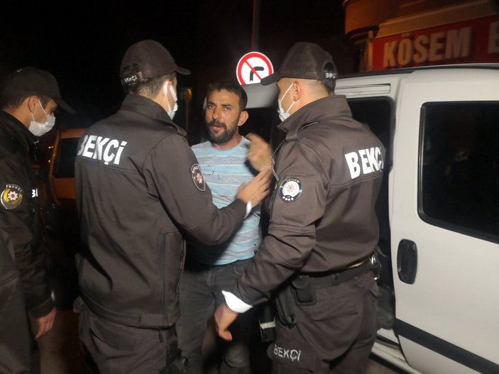 Aksaray'da alkollü şahıs, bekçi ve polise zor anlar yaşattı