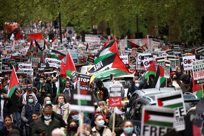 Londra'da Filistin'e destek eylemi
