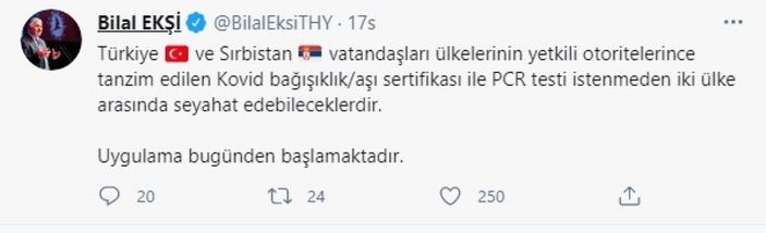 Türkiye ile Sırbistan arasında PCR testi zorunluluğu kaldırıldı