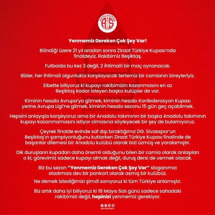 Antalyaspor'dan Sivasspor'a tepki