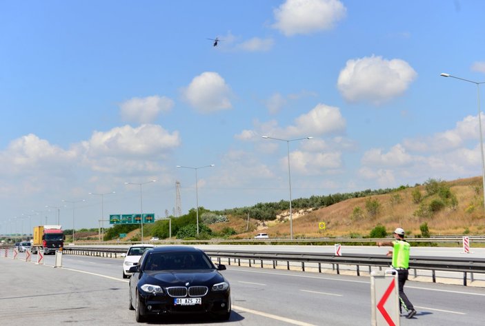 Adana’da helikopterli trafik denetimi