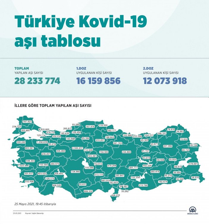 Türkiye'nin koronavirüs aşı tablosu