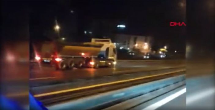 d Hadımköy’de hafriyat kamyonu, ters yönde hızla ilerledi