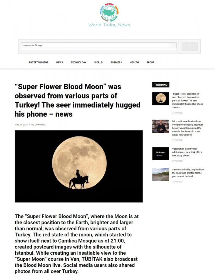 AA'nın Van'da çektiği Süper Ay fotoğrafları dünya basınında