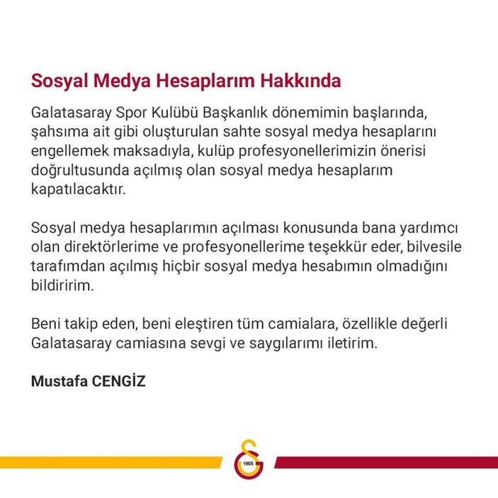 Mustafa Cengiz: Sosyal medya hesaplarımı kapatacağım