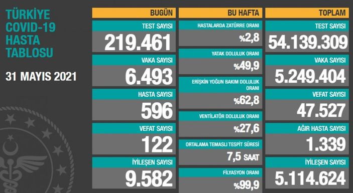 31 Mayıs Türkiye'nin koronavirüs tablosu