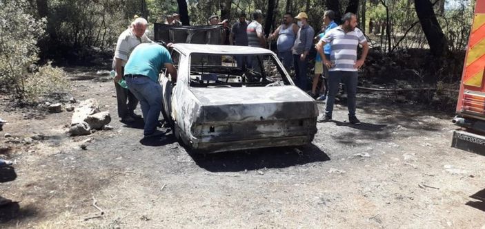 i Muğla'da araç yangını ormana sıçradı