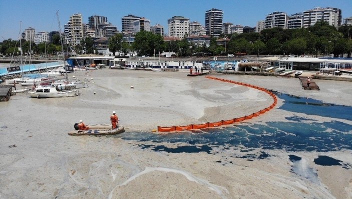 Caddebostan sahilinde müsilaj temizliği