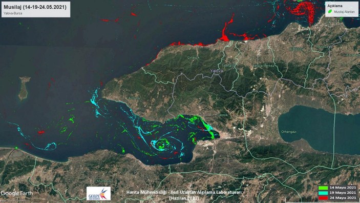 Marmara Denizi'ndeki müsilajın yoğunluk ve değişim haritaları çıkarıldı