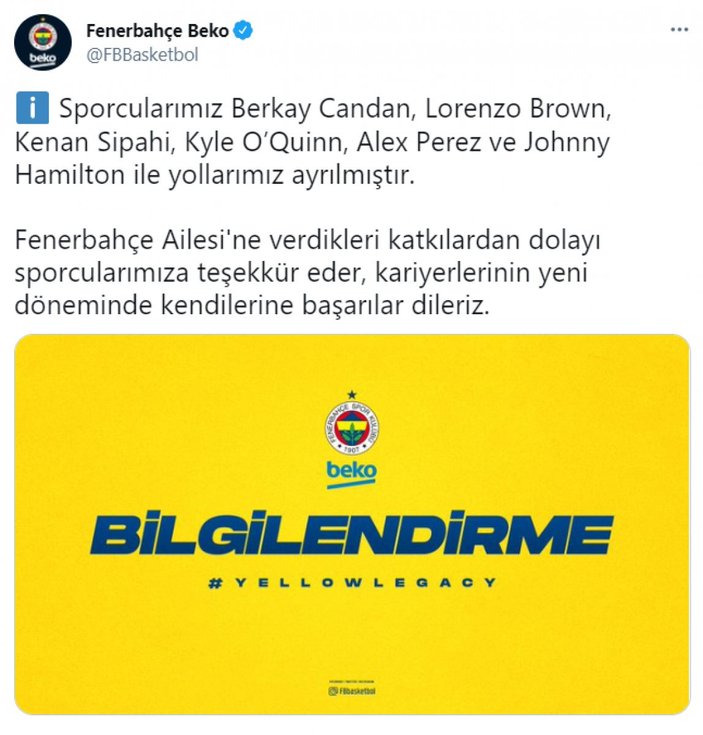 Fenerbahçe Beko'da 6 isimle yollar ayrıldı