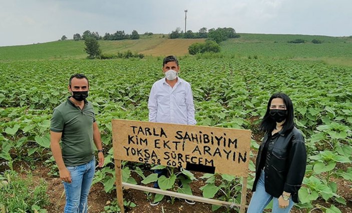 Bursa'da tarlası izinsiz ekildi, koyduğu tabela ile iz sürmeye başladı