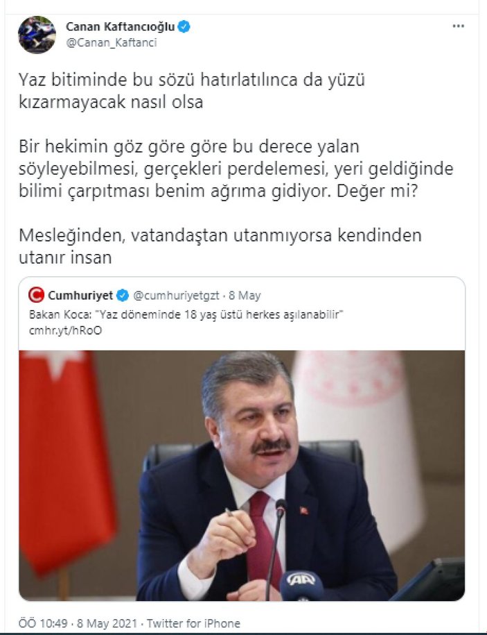 Fatih Portakal ve Canan Kaftancıoğlu'nun aşı tweet'i dolaşıma girdi