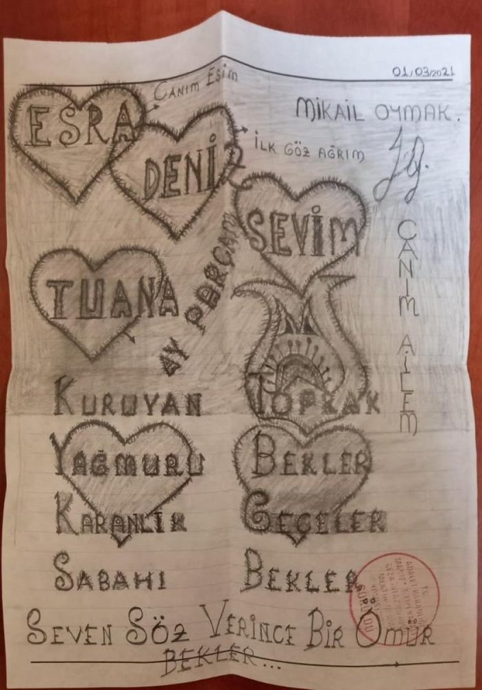 Manisa'da bir kişi boğazını kestiği eşine cezaevinden aşk mektupları gönderdi