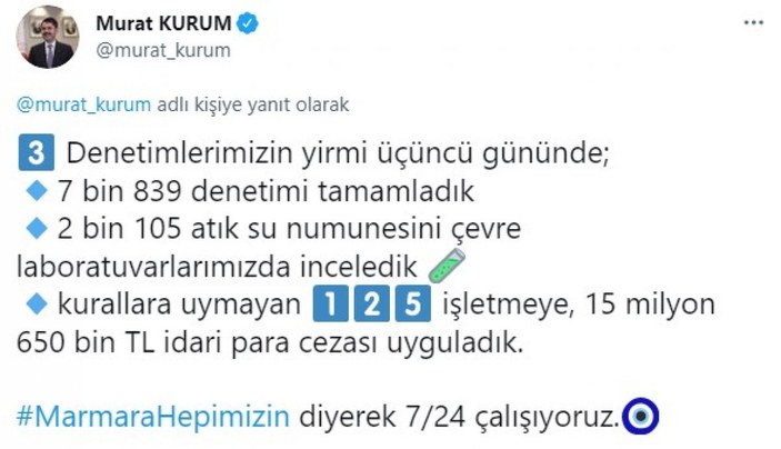 Murat Kurum: 9 bin 394 metreküp müsilaj temizlendi