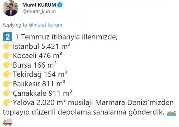 Murat Kurum: 9 bin 959 metreküp müsilajı bertaraf ettik