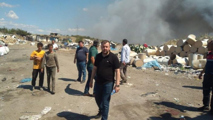 i Çanakkale'de çöplükte çıkan yangına müdahale ediliyor