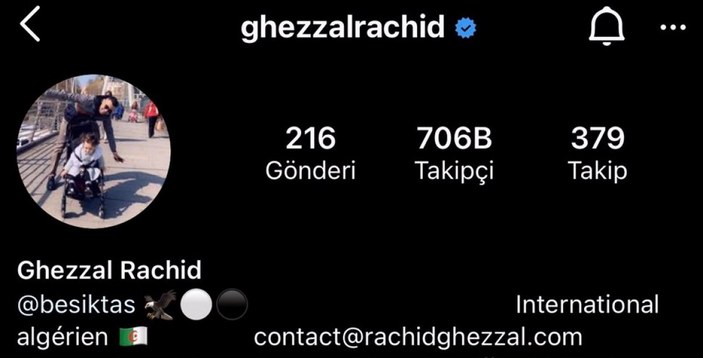 Ghezzal, profilinden Beşiktaş yazısını kaldırdı