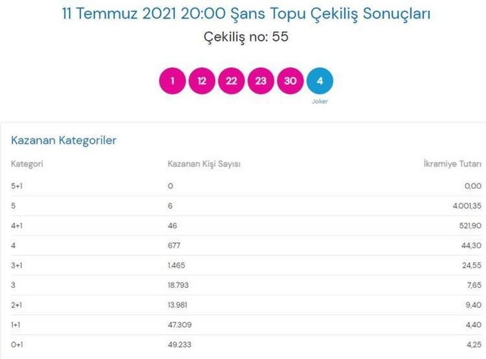 MPİ 11 Temmuz Şans Topu sonuçları: Şans Topu bilet sorgulama ekranı