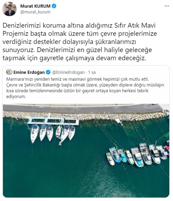 Emine Erdoğan: Marmara'mız yeniden temiz