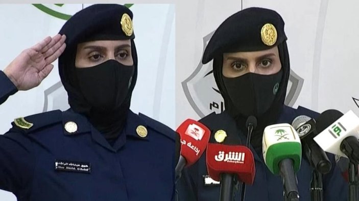 Suudi Arabistan’da ilk kez kadın bir asker basın toplantısı düzenledi
