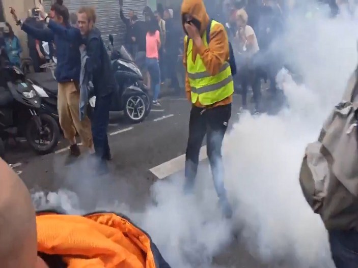 Fransa'da halk 'kahrolsun diktatörlük' sloganıyla gösteri düzenledi