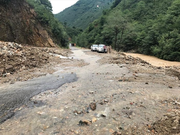Rize ve Giresun'da sağanak yağış nedeniyle yolları su bastı