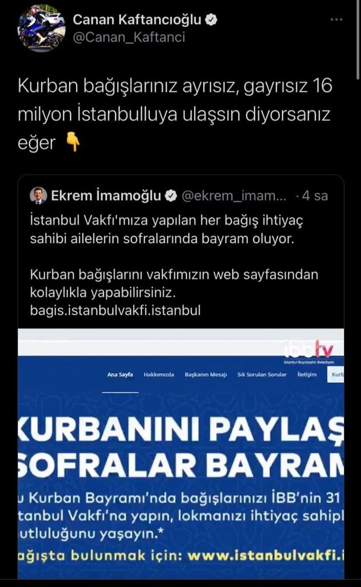 Canan Kaftancıoğlu'nun kurban bağışı çağrısı eski paylaşımlarını hatırlattı