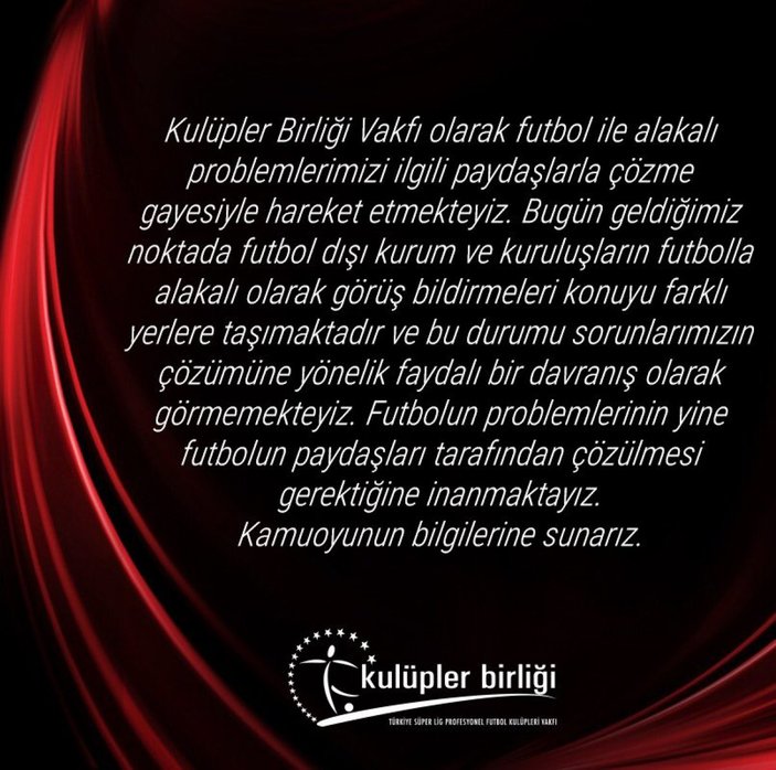 Kulüpler Birliği'nden Kılıçdaroğlu'na yanıt: Futbolun paydaşları tarafından çözülmeli
