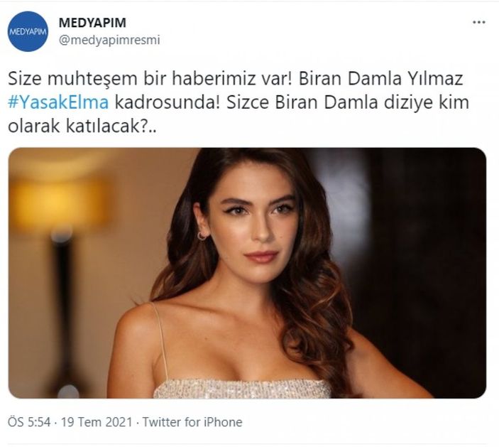 Yasak Elma kadrosuna bomba transfer! Biran Damla Yılmaz geliyor...