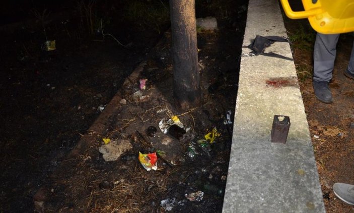 Samsun'da parkta ateş yakan şahıs yandı
