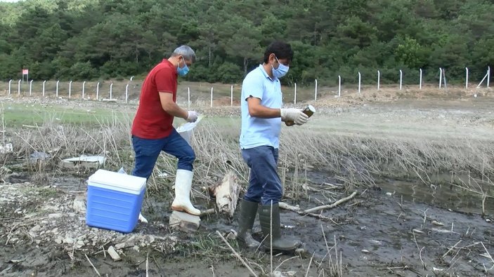 Alibeyköy Barajı'nda balık ölümleri sonrası yetkililer sudan numune aldı