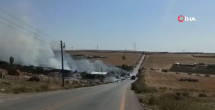 Ankara’da saman yüklü kamyonda yangın
