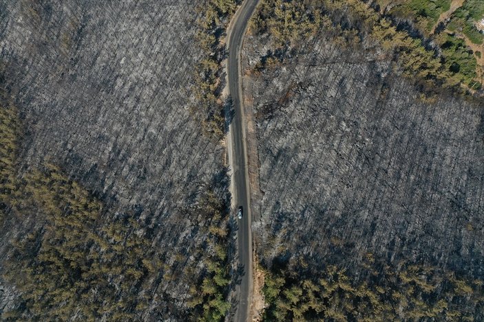 Bodrum'daki yangının boyutu havadan görüntülendi