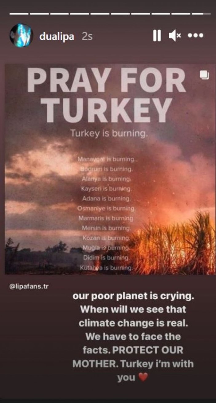 Dua Lipa'dan Türkiye'ye destek mesajı