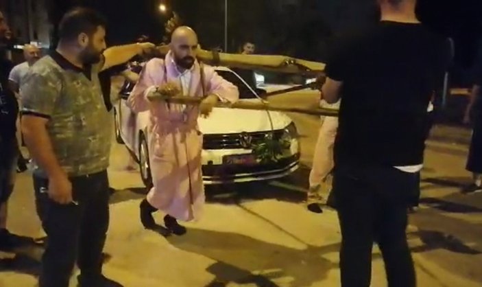 Bursa'da damada öküz boyunduruğu takıp, araç çektirdiler