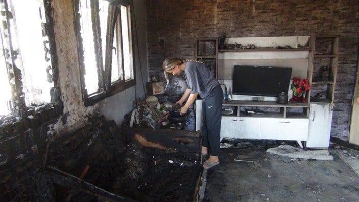 Mersin'de genç kızın çeyizi yangında kül oldu